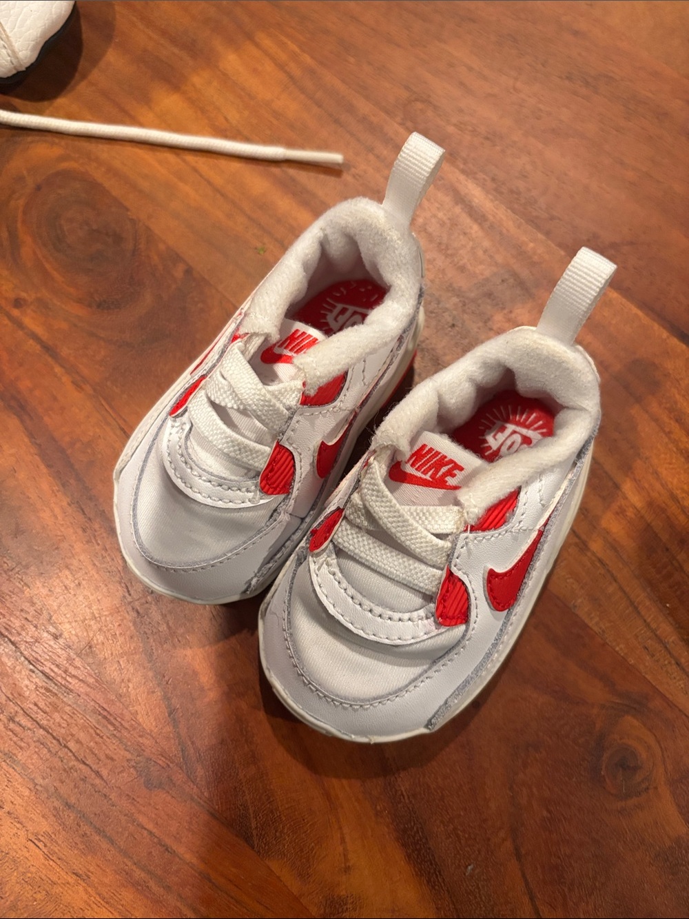 Nike Air Max 1 White and Red Baby Walker Sneakers